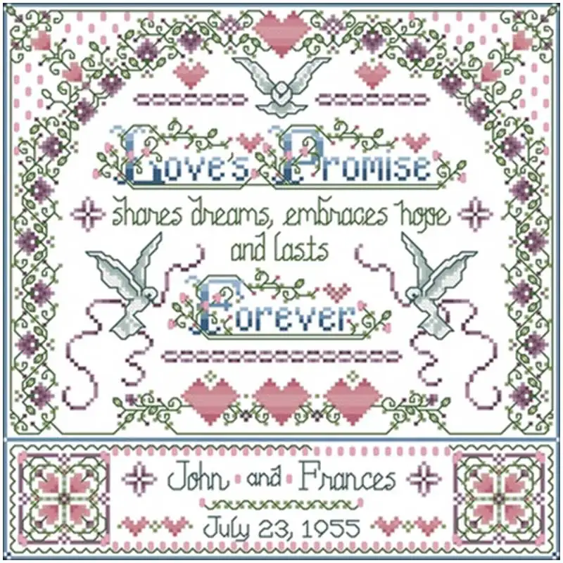 promise of love patterns Counted Cross Stitch 11CT 14CT 18CT DIY wholesale Chinese Cross Stitch Kits Embroidery Needlework Sets