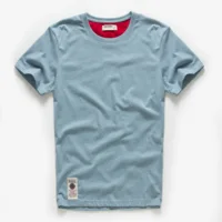 Nueva camiseta de verano para hombre, camiseta lisa de algodón, camiseta básica informal con cuello redondo para hombre, tops clásicos de alta calidad para hombre