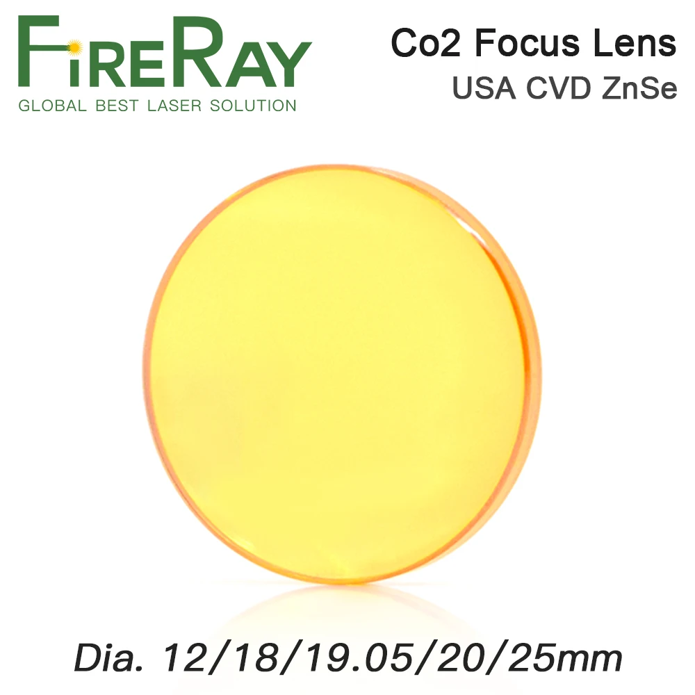 FireRay Focus Lens USA CVD ZnSe Dia 12 15 18 19.05 20 FL 38.1 50.8 63.5 76.2 101.6 127mm for CO2 Laser Engraving Cutting Machine