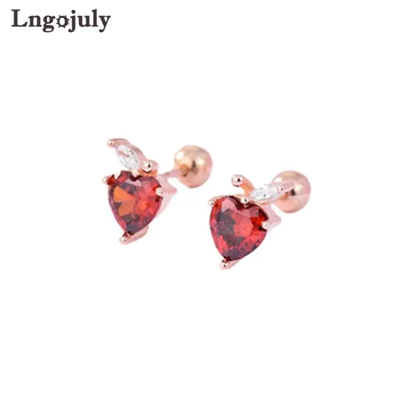 Fine Jewelry 100% 925 Sterling Silver Heart Screw Stud Earrings For Women Children Baby Earring Anniversary Fine Jewelry Gifts