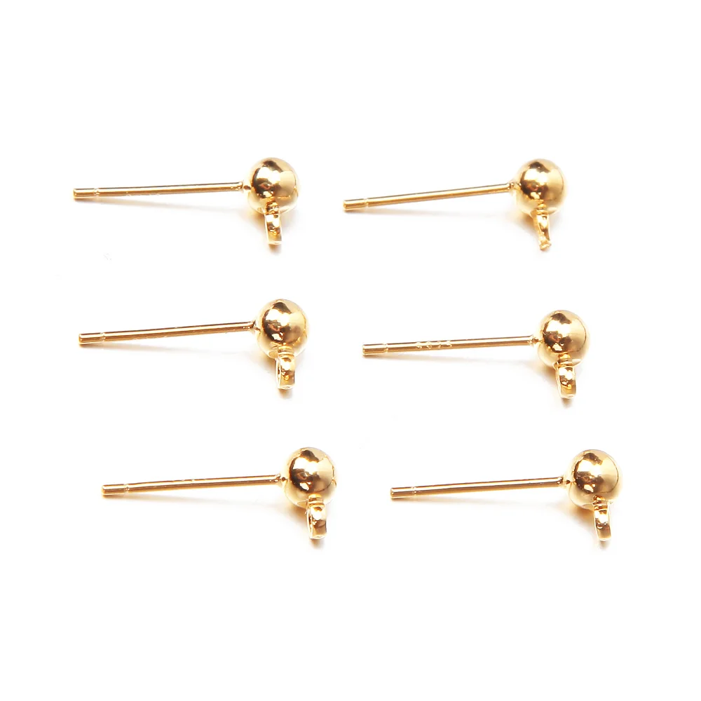 10PCS 18K Gold Plating Ear Studs Superior Quality  for Jewelry Making Diy Earrings Supplies Silver Needle Brass Accessories