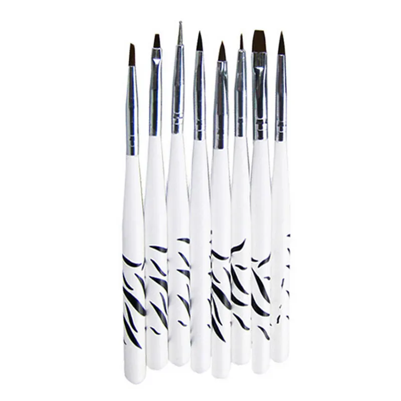 8 stücke Nail art Pinsel Set Acryl Pulver Carving Stift Französisch Streifen Linien Liner Malerei Zeichnung Punktierung Pinsel Maniküre Werkzeug