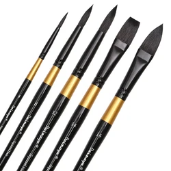 Dainayw-Juego de pinceles de acuarela, mopa de pintura profesional de pelo de ardilla, para tintas de acuarelas Gouache, 5 unidades