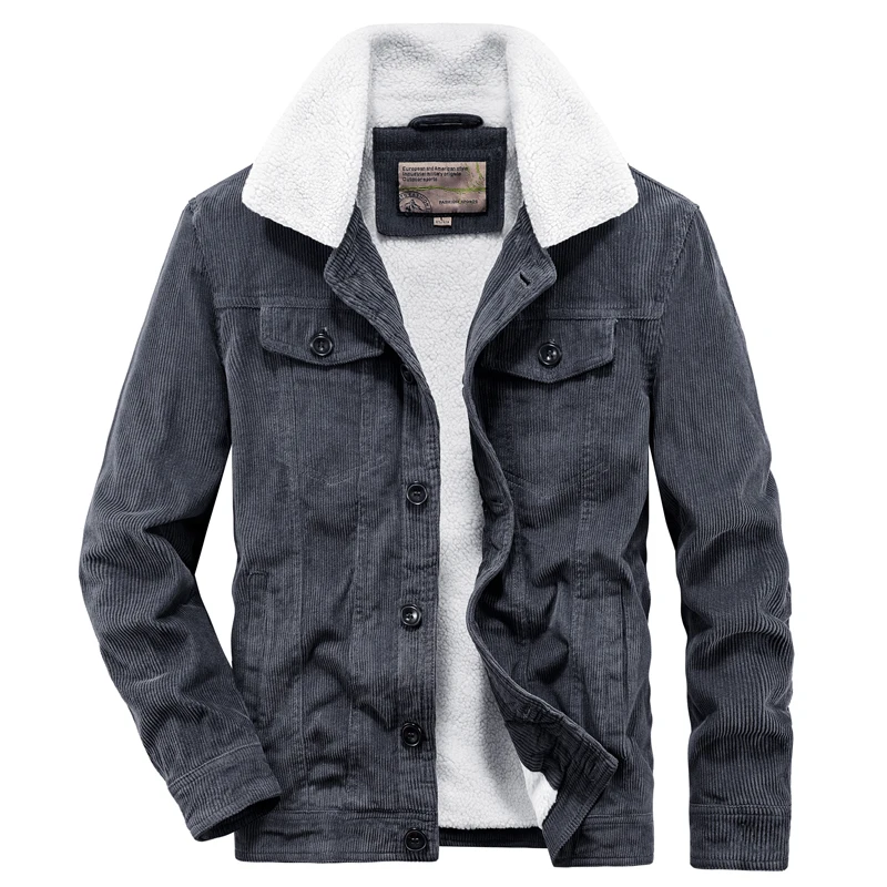 Winter Denim Jacke Männer Dicke Fleece Streetwear Motorrad Cord Parkas Mäntel Warme Windjacke Mantel Jacken Homme Kleidung