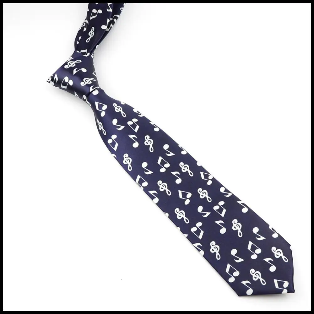 Classic Fashion Men\'s Skinny Tie Colorful Musical Notes Printed Piano Guitar Polyester 8cm Width Necktie Party Gift Accessory