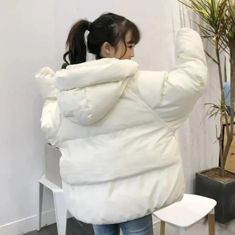 Winter Harajuku Loose Korean Y2k Parkas Women Solid Thicken Warm Student Oversize Coat Baggy Casual Short Jackets Hoodies Female