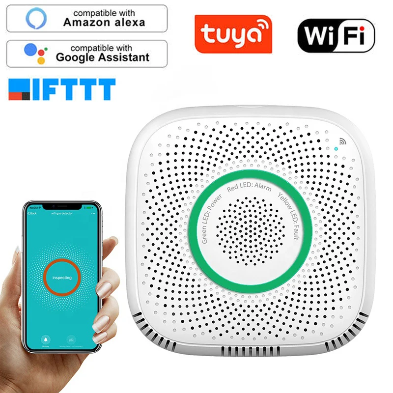 Tuya WiFi GAS LPG Sensor Kebocoran Alarm Kebakaran Detektor Keamanan Kontrol Aplikasi Keamanan Sensor Kebocoran Rumah Pintar