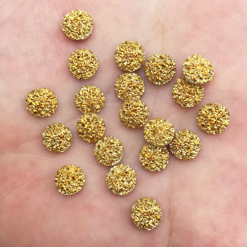 80pcs Resin Ore Gem 8mm Round Flatback Rhinestone Appliques DIY Wedding Scrapbook Ornament Craft SF930