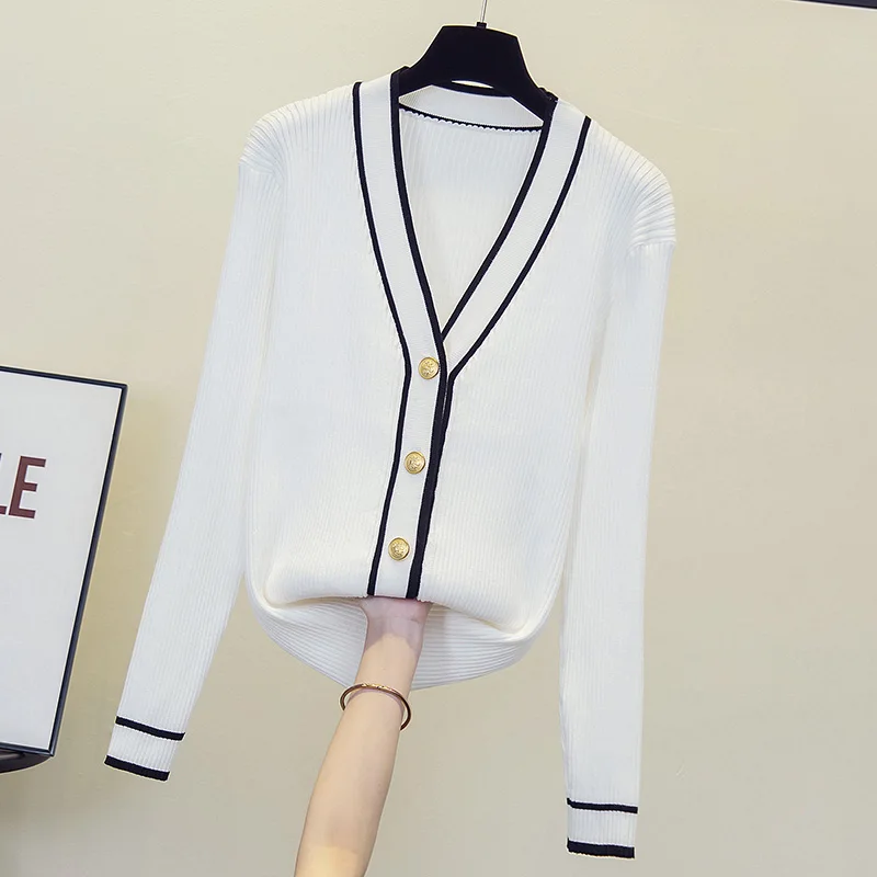 2021 Women Sweater Tops Knitted Cardigans Long Sleeve Ocersized Knitcoat Striped Vintage Sweater Cardigans Elegant Knitwear