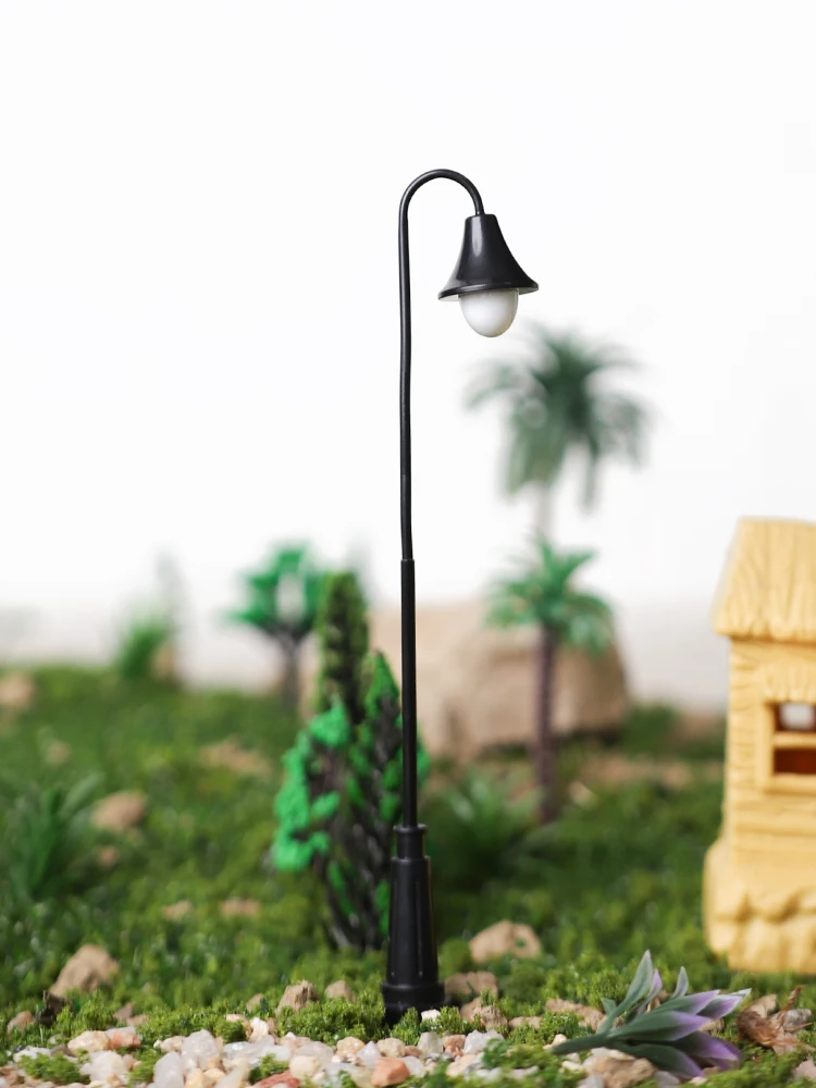 Lámpara de tren de ferrocarril, luces de calle en miniatura, 12V, Led para paisaje de jardín, linternas de paisaje Retro, 10 piezas, 1:87-160 escala