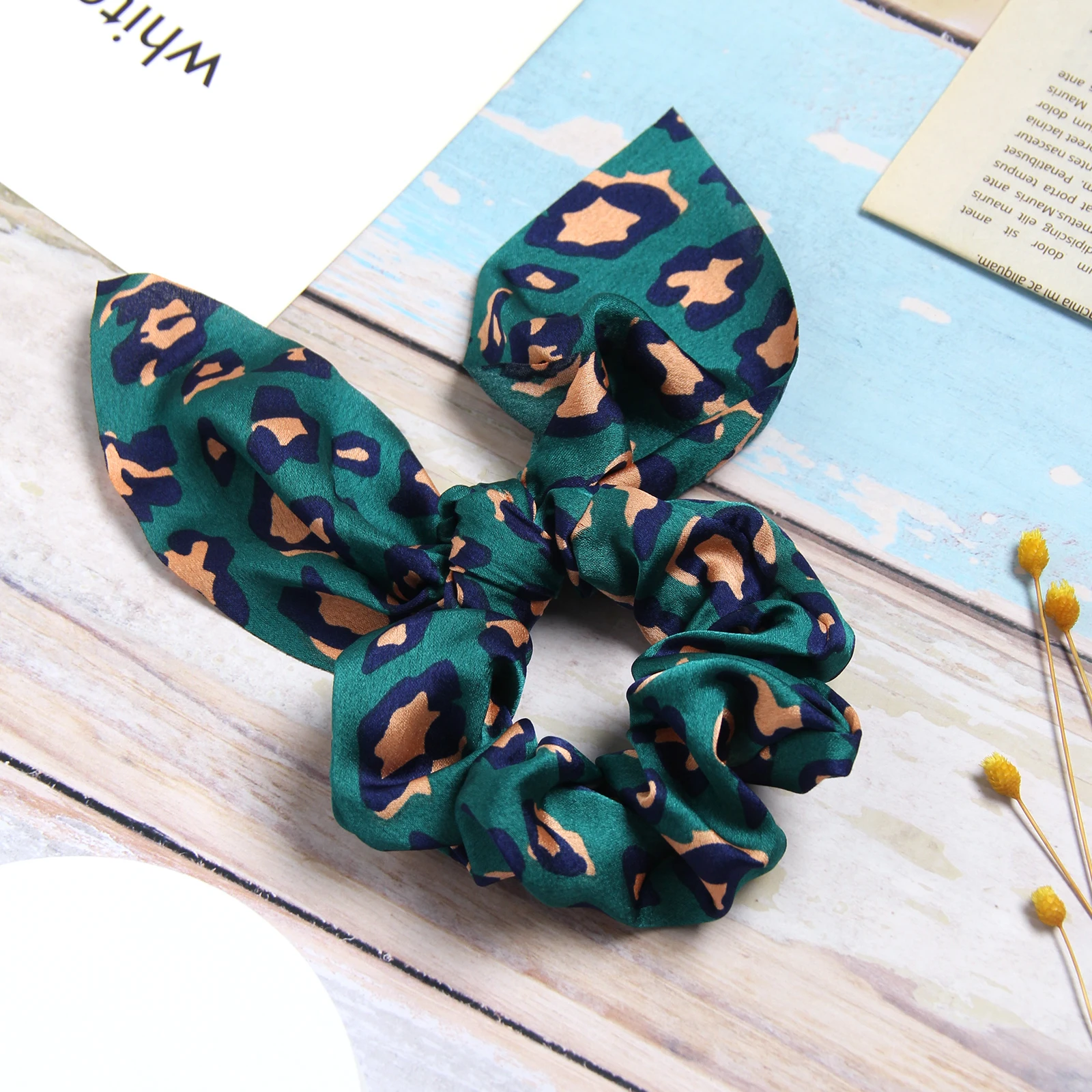 Fashion Women Girls Bowknot Elastic Hair Bands Leopard Printted  Headband Hair Ties Ponytail Holder Rabbit Ears Hair Accessorie