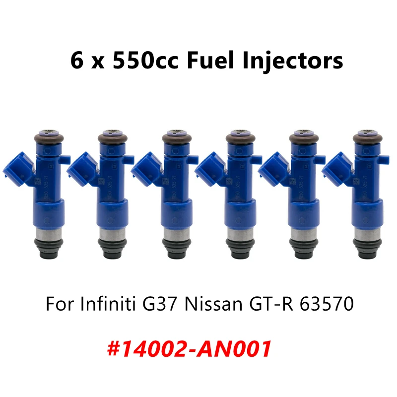 6pcs 550cc 16600-JF00A 14002-AN001 Fuel Injectors For Infiniti G35 G37 Nissan GT-R 14002AN001 16600JF00A High Quality