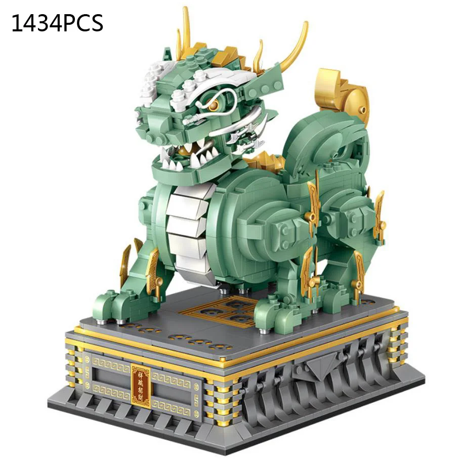 

Classic China Mythical Animals Mini Block Kylin Statue Box Model Building Brick Educational Toy Collection For Kids Gifts