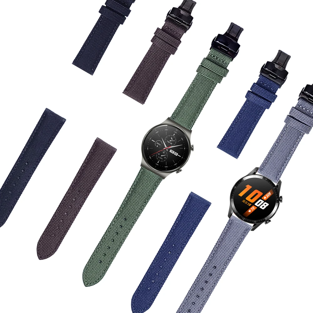 Canvas Nylon Watchband For HUAWEI WATCH GT 2 Pro GT2 46mm Strap HONOR MagicWatch 2/GS Pro/ES Butterfly Buckle Band Bracelet