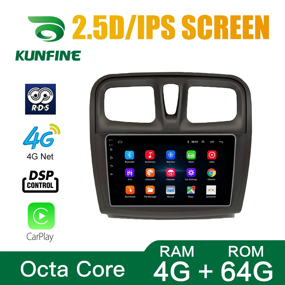 Octa Core Android 10.0 Car DVD GPS Navigation Player Deckless Car Stereo for Renault sandero symbol 2014 2015 2016 2017 Radio