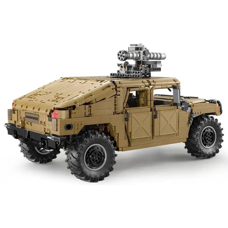 Modern Military Radio 2.4ghz Remote Control 4x4 1:8 Scale Armored Humvee Building Block Model Brick Rc Car Toy Collection