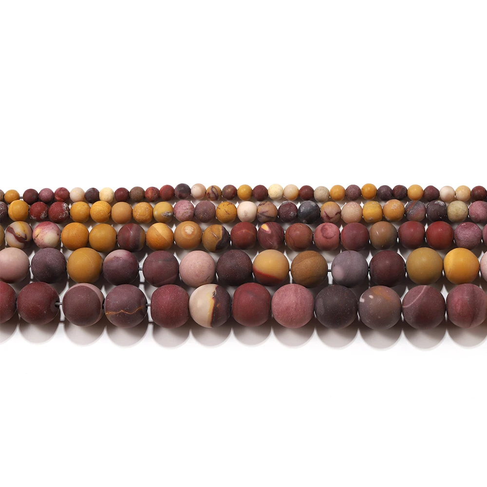 Perles Rondes en Pierre Naturelle Mookaite, 1 Brin, 256 Rouges et Jaunes, DhydrPolish, pour Bijoux de Direction, 4, 6, 8, 10, 12mm