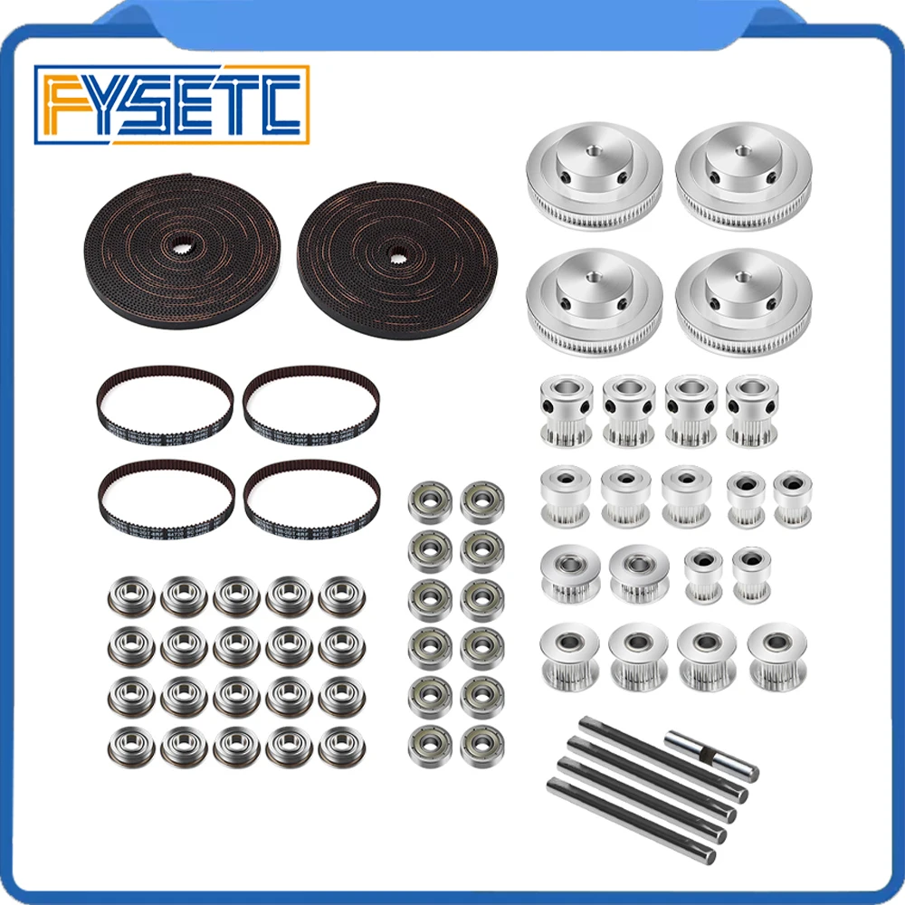 

FYSETC Voron 2.4 3d Printer Corexy Motion Parts Gates GT2 LL-2GT RF Open Belt 2GT 16T 20T Pulley 188mm Belt Shaft Bearings