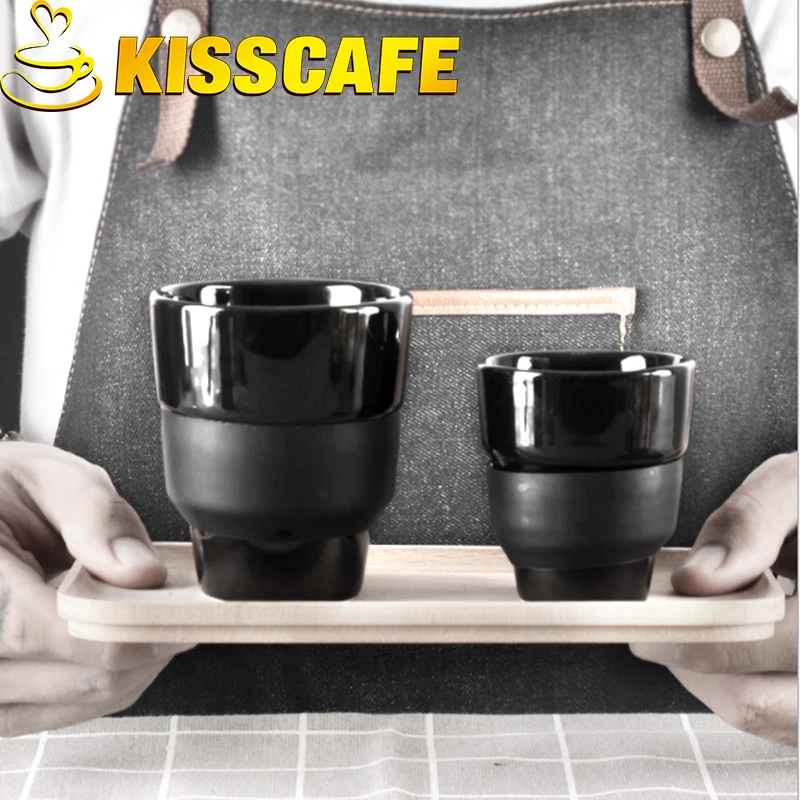 Barista Couple Coffee Cup 80/160ml Ins-style Espresso Kettle Ceramics Creative Couple Tea Water Mug Black Glaze Container