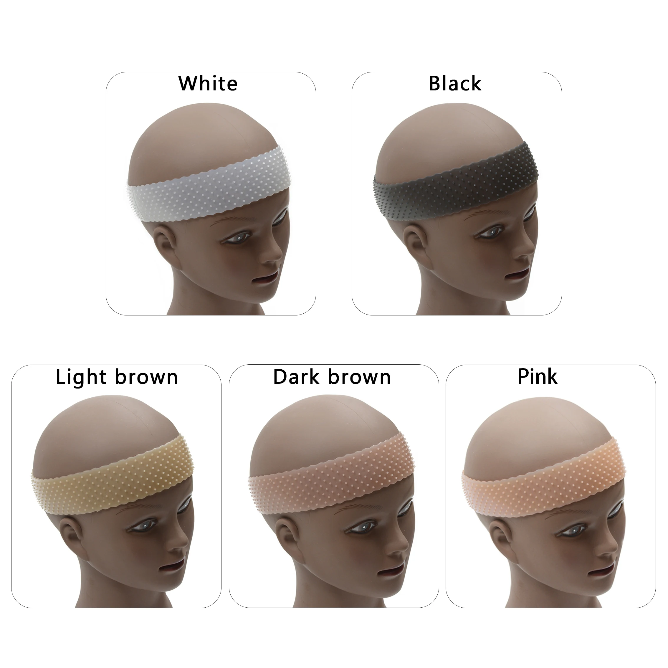 Silicone Wig Band 1Pcs Unisex Thick Non-Slip Elastic Silicone Wig Band Transparent Five Colors Headband For Fix Wigs