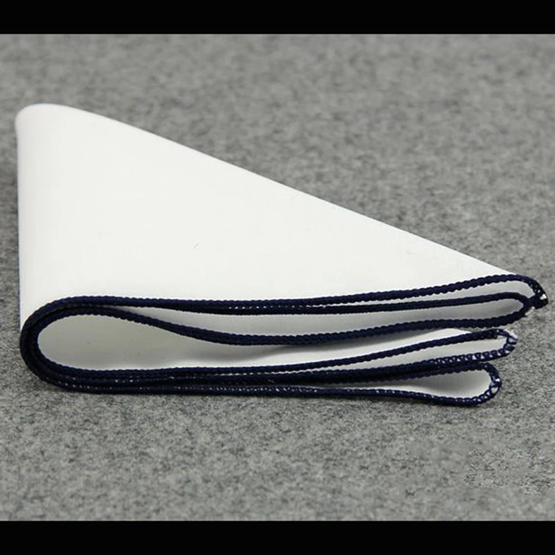 GUSLESON simple pure white color Handkerchiefs for Men Colored edges Business Casual Square Pockets Handkerchief Wedding Hankies