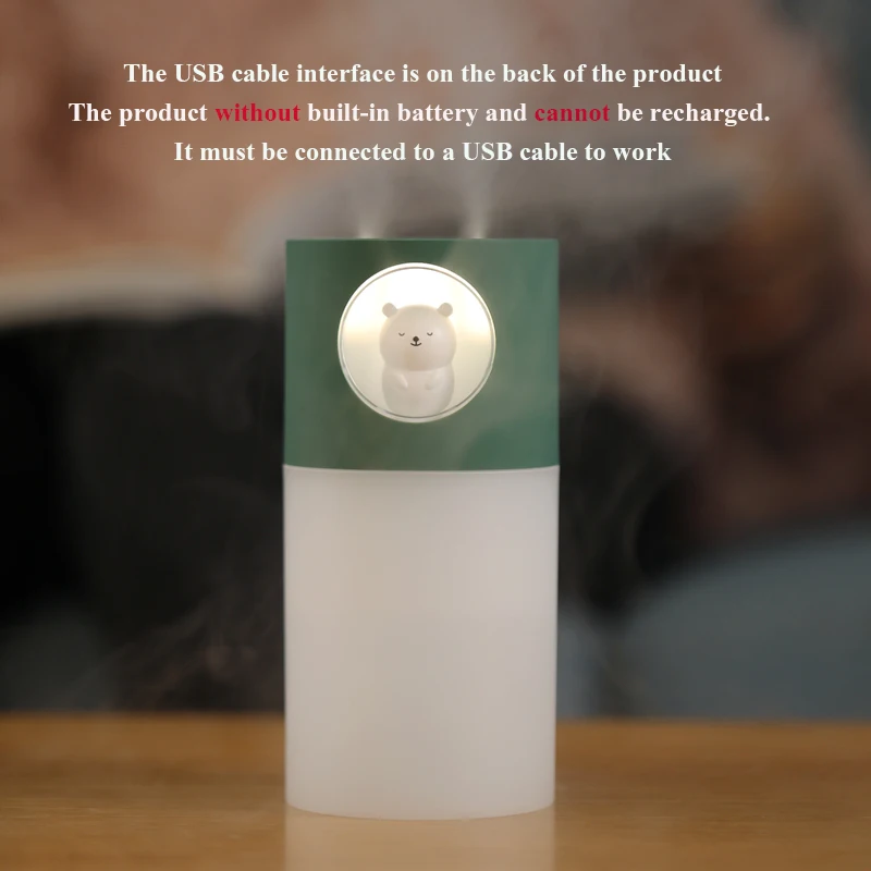 Buse de pulvérisation Double, humidificateur avec veilleuse chaude pour la maison, brume fraîche ultrasonique, diffuseur d'eau aromatique USB, 270ml