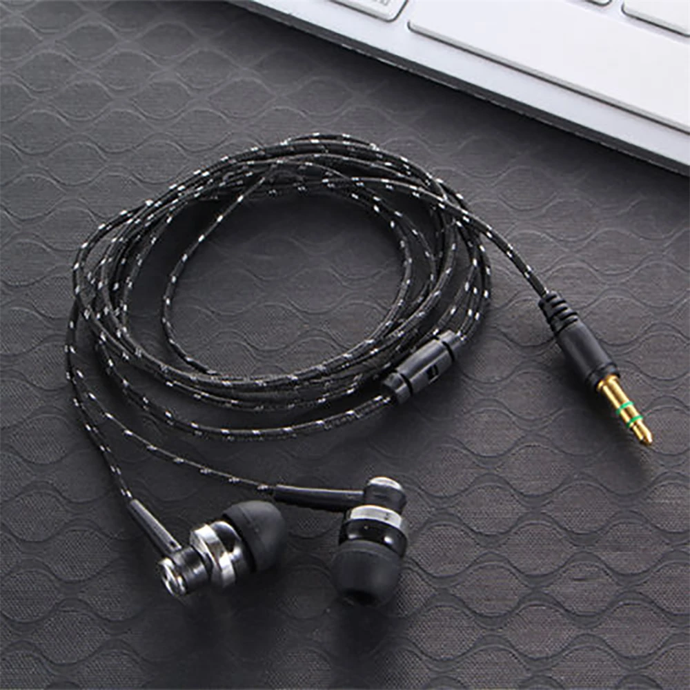 Auriculares intrauditivos estéreo con Cable de tejido de nailon, audífonos con micrófono de 3,5mm para ordenador portátil y Smartphone, regalos, 1