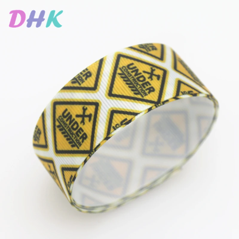 DHK 7/8\'\' 5yards caution army Printed Grosgrain Ribbon Accessory Hairbow Headwear Decoration DIY Wholesale OEM C1818