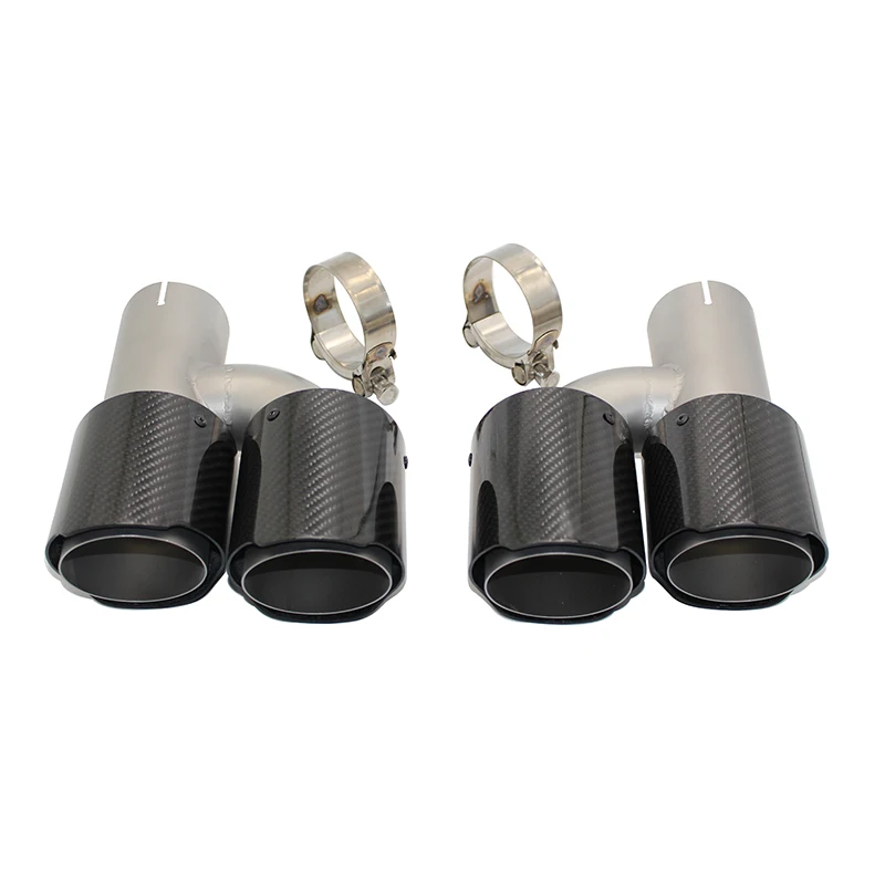 1 paiExhaust pipe tail mouth H-shaped double-out nozzle carbon fiber tail throat four-out tail throat silencer for BMW E34E36E90