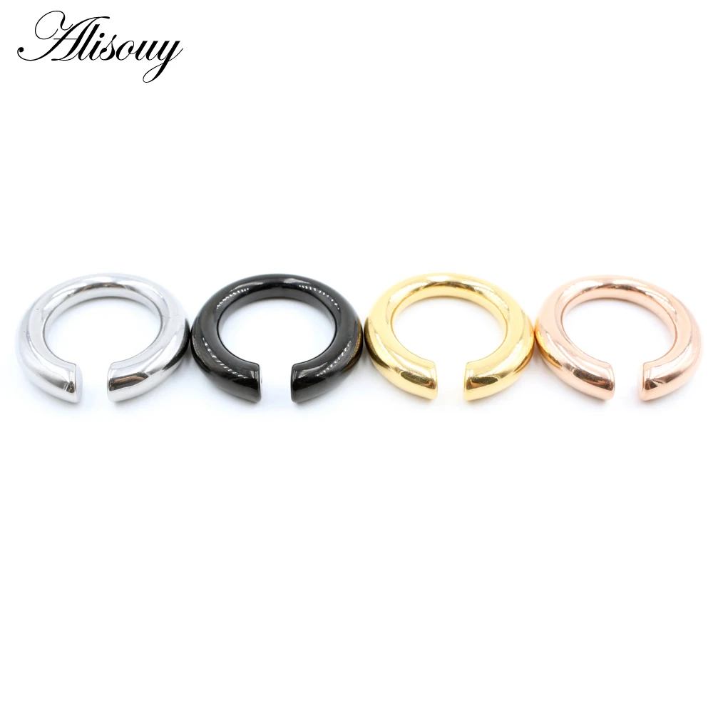 Alisouy 1PC Stainless Steel C Pattern Round Ear Weights Heavy Expander Stretcher Plugs Flesh Gauge Earring Body Piercing Jewelry