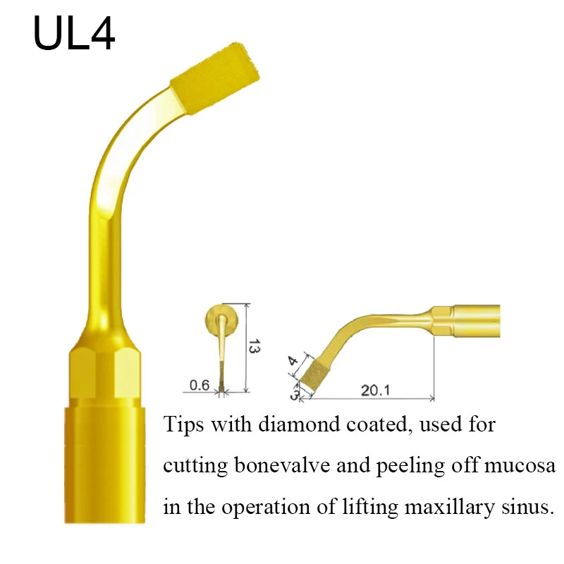 Vvvdental Piezo chirurgia podnośnik zatoki zestaw końcówek kompatybilny z rękojeści dzięcioła/Mectron chirurgii UL1/UL2 * 2/UL3/UL4/UL5