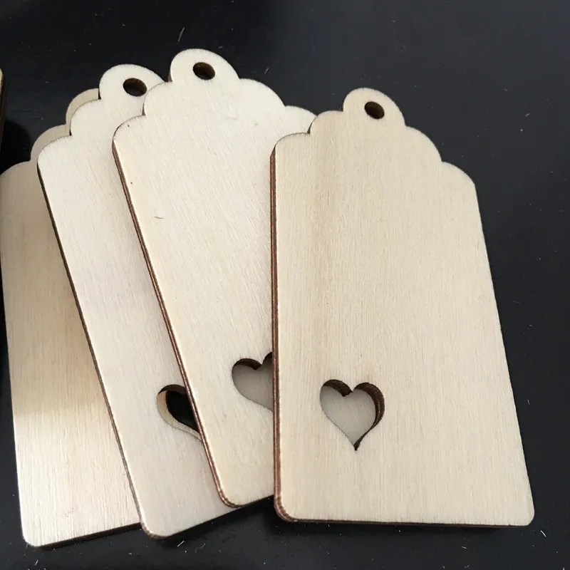 10pcs Kraft Wood Tags Craft Hang Tags with Jute Twine, Writable Display Labels for Gifts, Wedding Valentine\'s Day Tags
