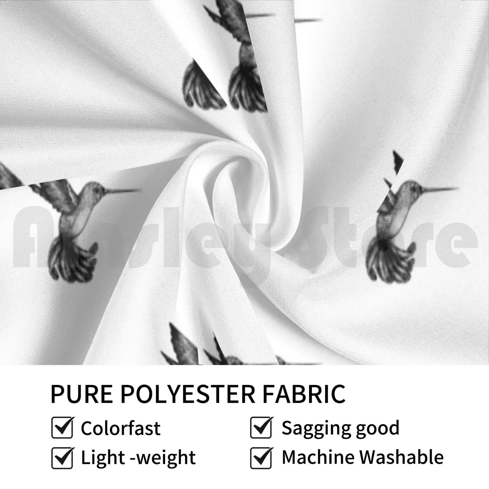 Black And White Hummingbird With Feather Detailing Tapestry Living Room Bedroom 2479 Black White Bird Hummingbird