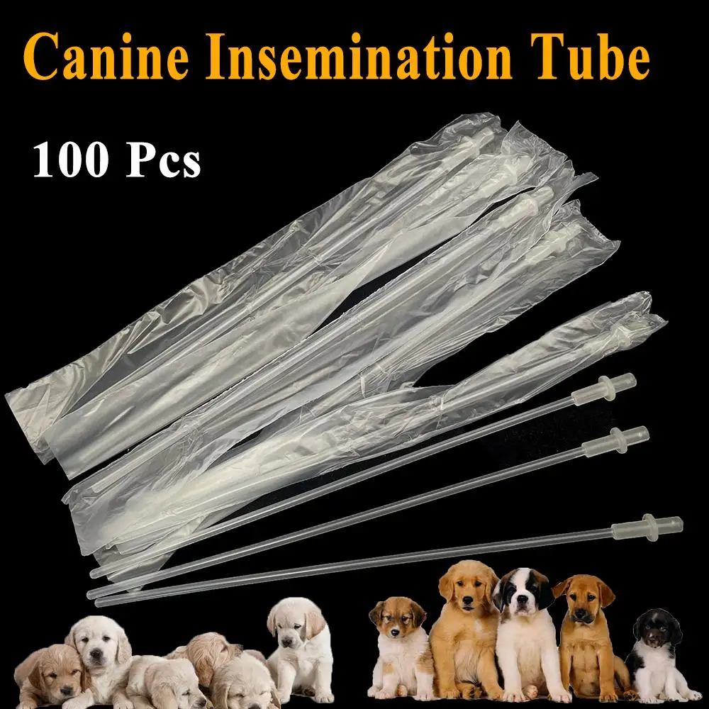 100PCS Artificial Insemination Tube Catheter Disposable Semen Injection Sheep Goat Medium Canine Clinic Pipe Pet Dog Plastic