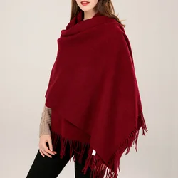 Winter 100% Wool Shawls and Wraps Wool Pashmina Red Bufandas Warm Woolen Blanket Scarf Women Cashmere Scarf Echarpe Femme
