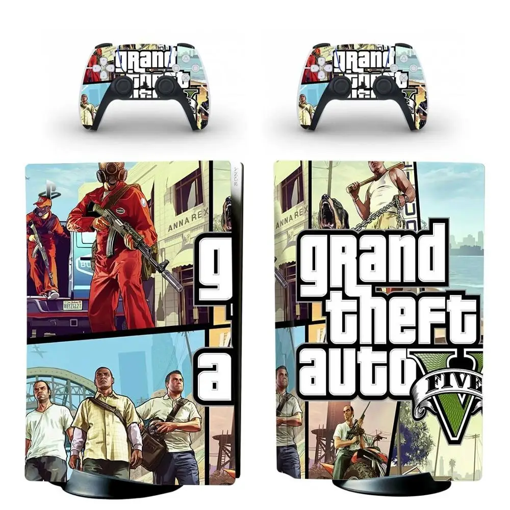 Grand Theft Auto V GTA 5 PS5 Standard Disc Edition Skin Sticker Decal for PlayStation 5 Console & Controller PS5 Skin Sticker