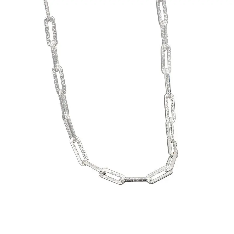 Collar de plata de ley 925 para mujer, cadena circular de alta calidad, colgante Simple Retro hueco, 48CM de largo