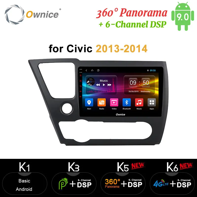 Ownice 4G 64G Car Radio Multimedia PC Android9.0 Video Player Navigation GPS 4G LTE 360 Panorama DSP SPDIF For Civic 2013 2014