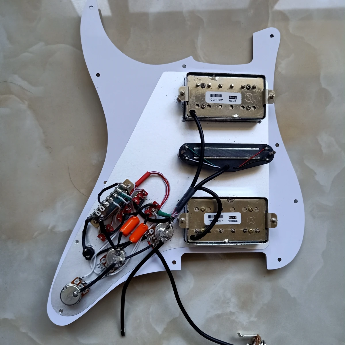 Upgraded HSH US Pickguard White Humbucker Alnico Pickups 7 Way Switch Multifunction Welding Harness 1 Set Guitar Parts