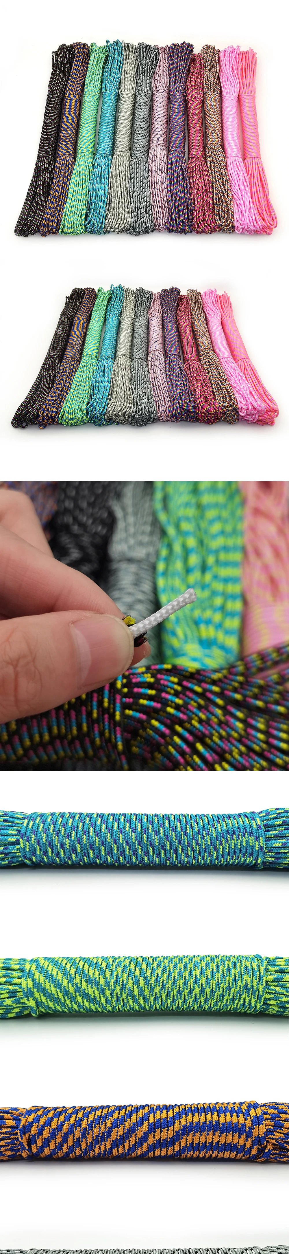100 Meter 328 Fuß Paracord 3mm Einstreifiges Paracord für Überlebensausrüstung Fallschirmschnur Lanyard Camping Klettern Campingseil Wandern – Detail 1