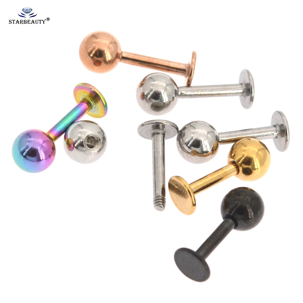 5Pcs 1.2x6/8mm 16G Rod 4mm Surgical Steel Ball Helix Tragus Conch Piercing Labret Lip Pierc Nose Ring Stud Earrings Ear Jewelry