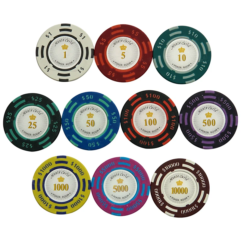 Clay Material Casino Texas Poker Chip Set Poker Metal Coins Dollar Monte Carlo Design Chips Poker Club Accessories Customizable