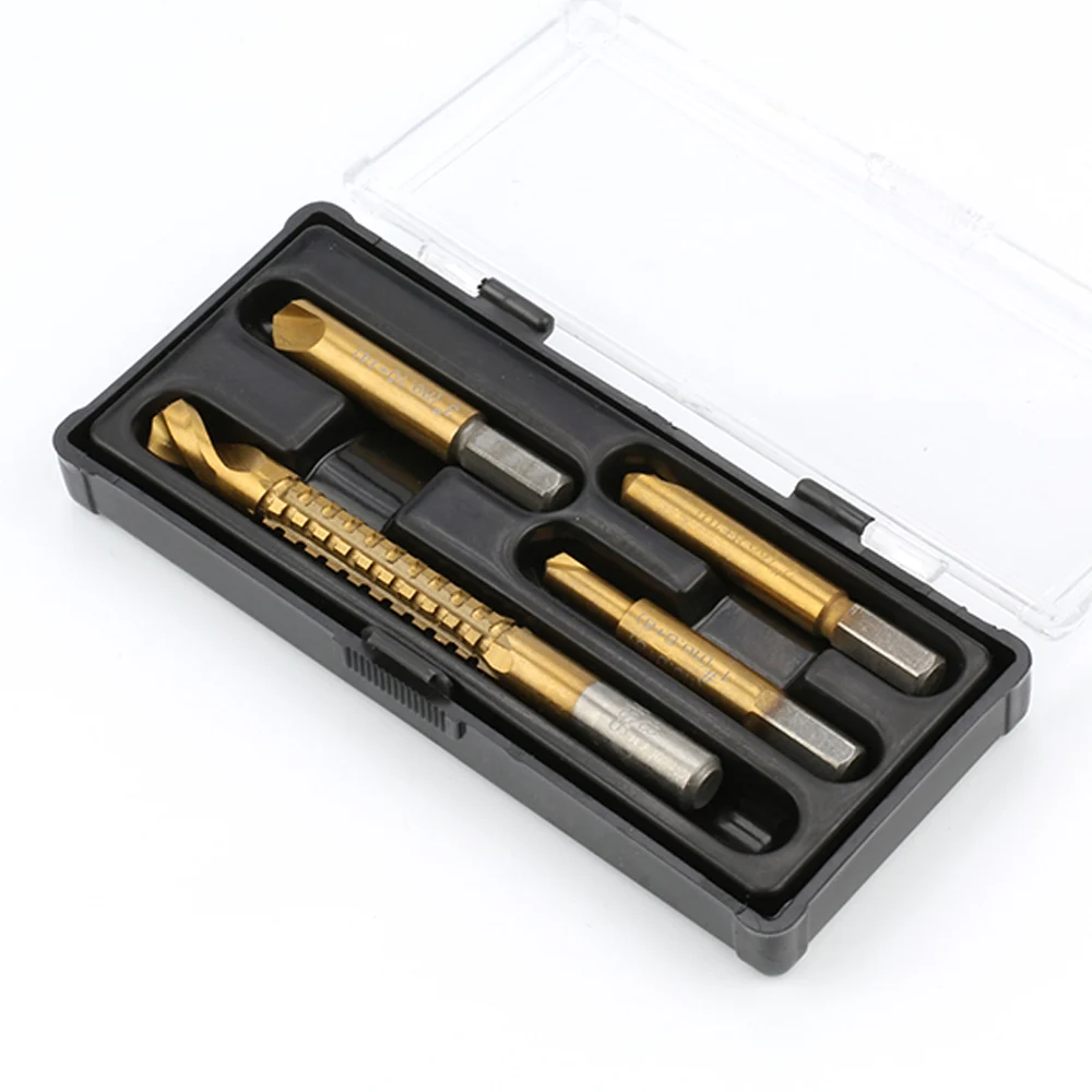 Damaged Screw 4pcs Remover 4in1 Lot Drill Out Handymen Broken Bolt Stud Removal Tool Kit 4pc #1 #2 #3 Milling Drill Bits 8mm