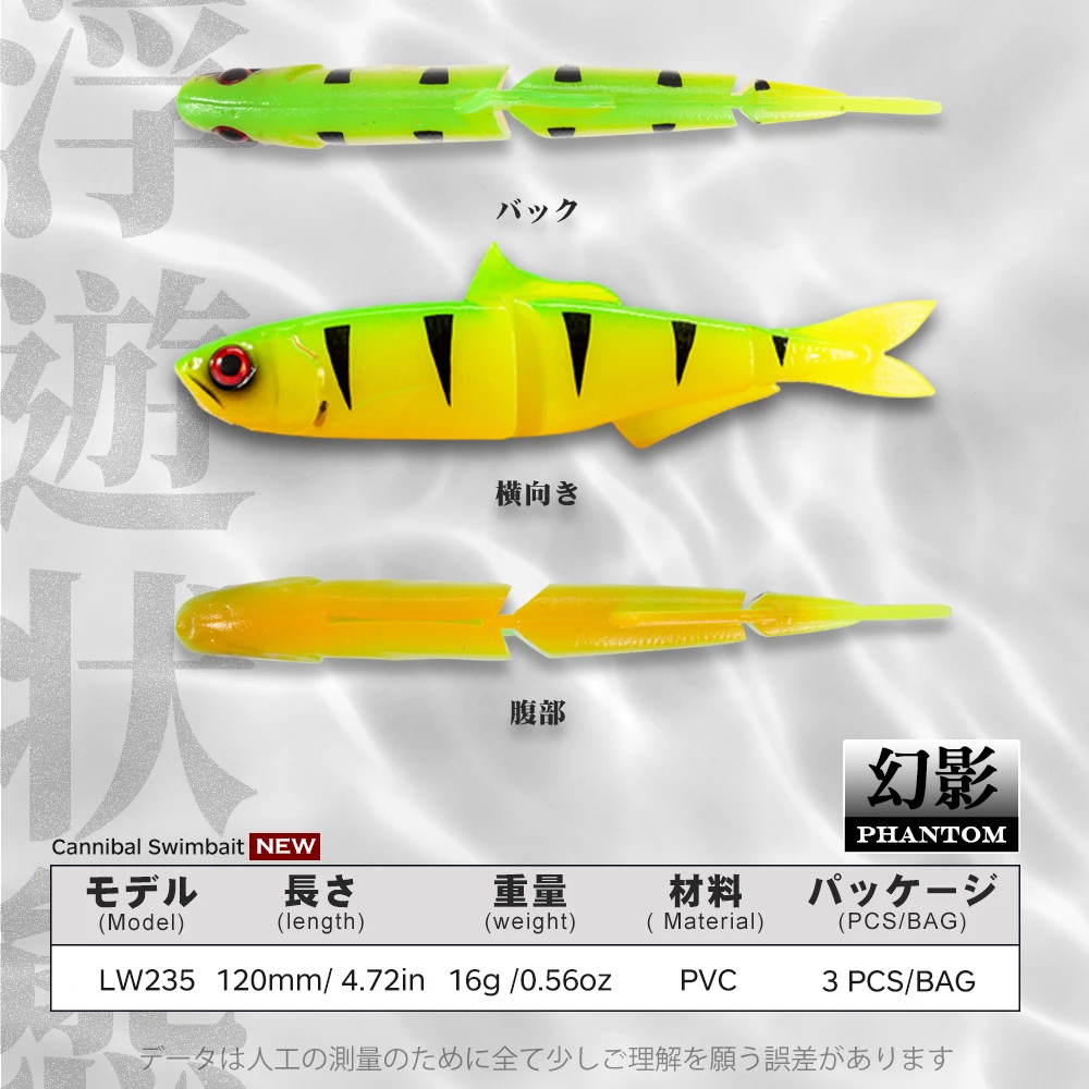 Hunthouse 3PCS Silicone Soft Fishing Lure 120mm 16g Artificial Bait Wobblers Swimbait Tackle For Bass Pike Trout Pesca LW235 view 2