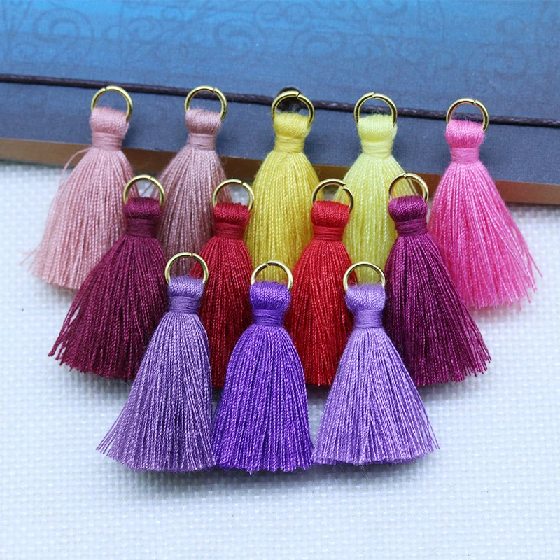 20-100Pcs Polyester Cotton Mini Metal Ring Tassel Trim DIY Hanging Ring Fringe Trim Garments Curtains Jewelry Decor Tassels Lace