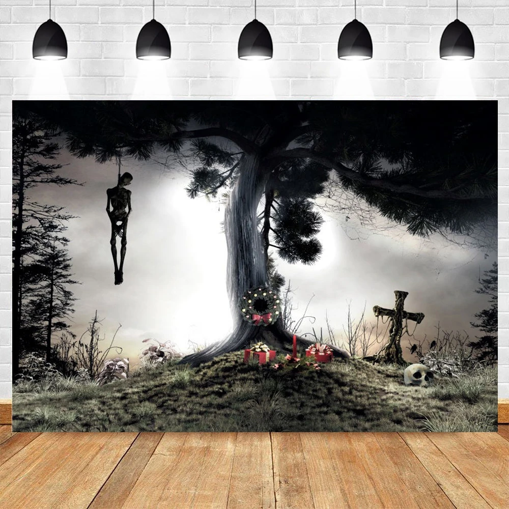 Yeele Halloween Background Dark Cloud Night Cross Skull Forest Grassland Backdrop Party Photography Photo Studio Photophone