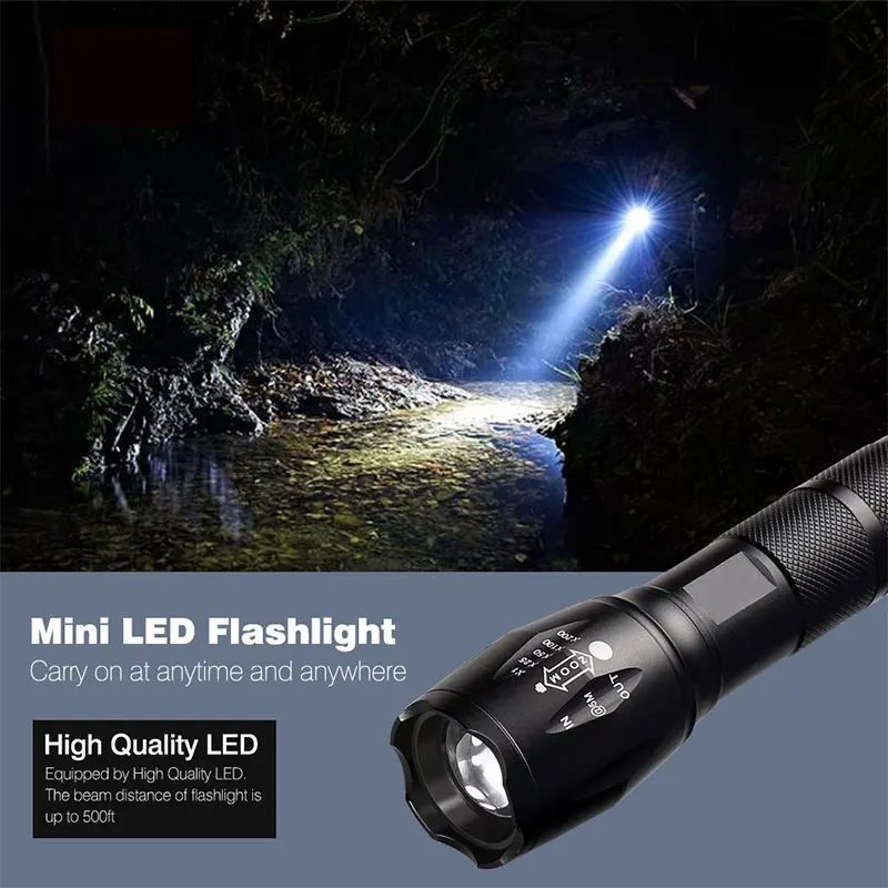 TMWT Super Bright XML-T6 IP67 10W Outdoor Camping Torch Light LED G700 Grade Zoom High Power military Tactical Flashlight