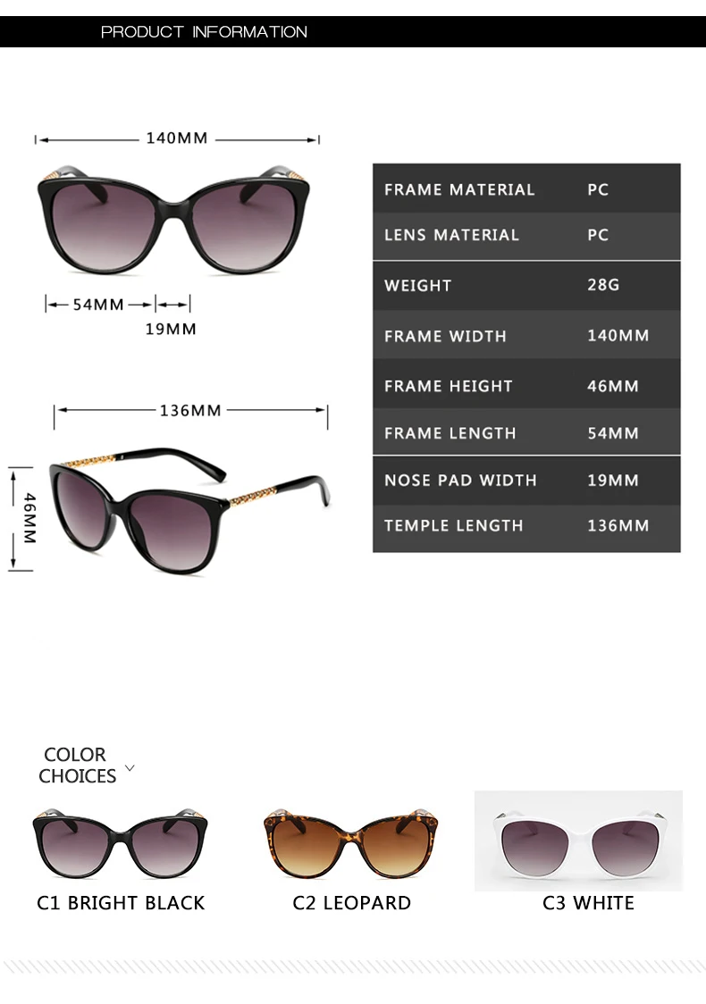 Neue Vintage Marke Design Damen Cat Eye Sonnenbrille Frauen Rahmen Luxus Sonnenbrille Für Weibliche UV400 – Detail 5