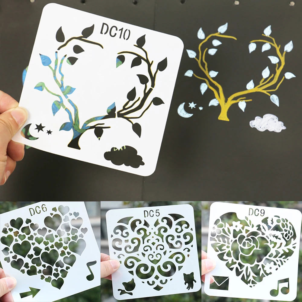 Cute Love Theme Painting Stencils Template DIY Copy Stencils for Painting Album Decorative Template Drawing Stencils