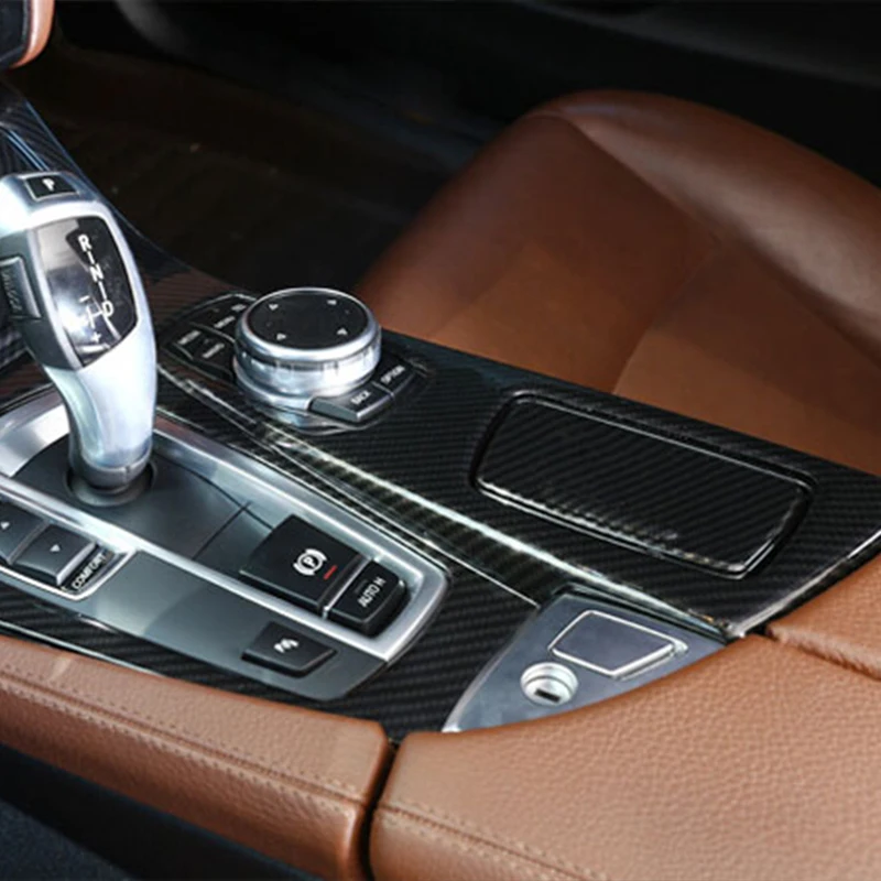 For BMW 5 Series F10 520li 525li 530li 11-17 Center Console Gear Shift Panel Cover Trim ABS carbon fiber texture Car Accessories